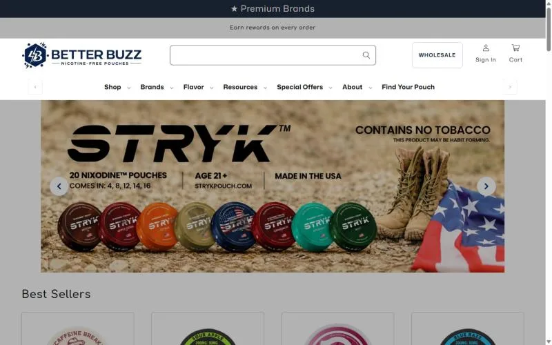 Screenshot: Better Buzz homepage